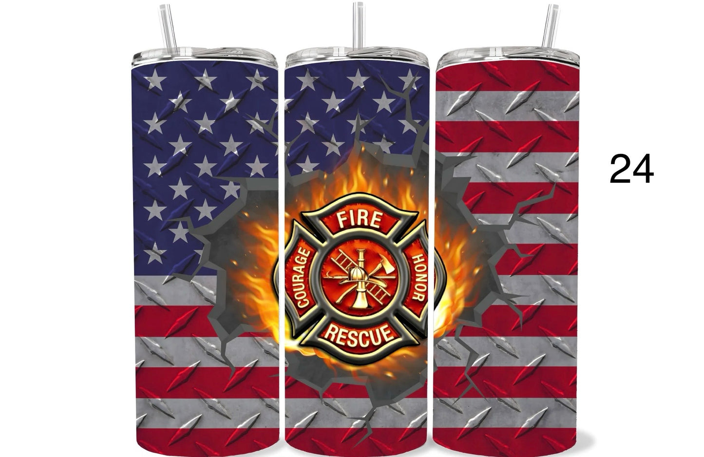 Fire Dept badge with flag