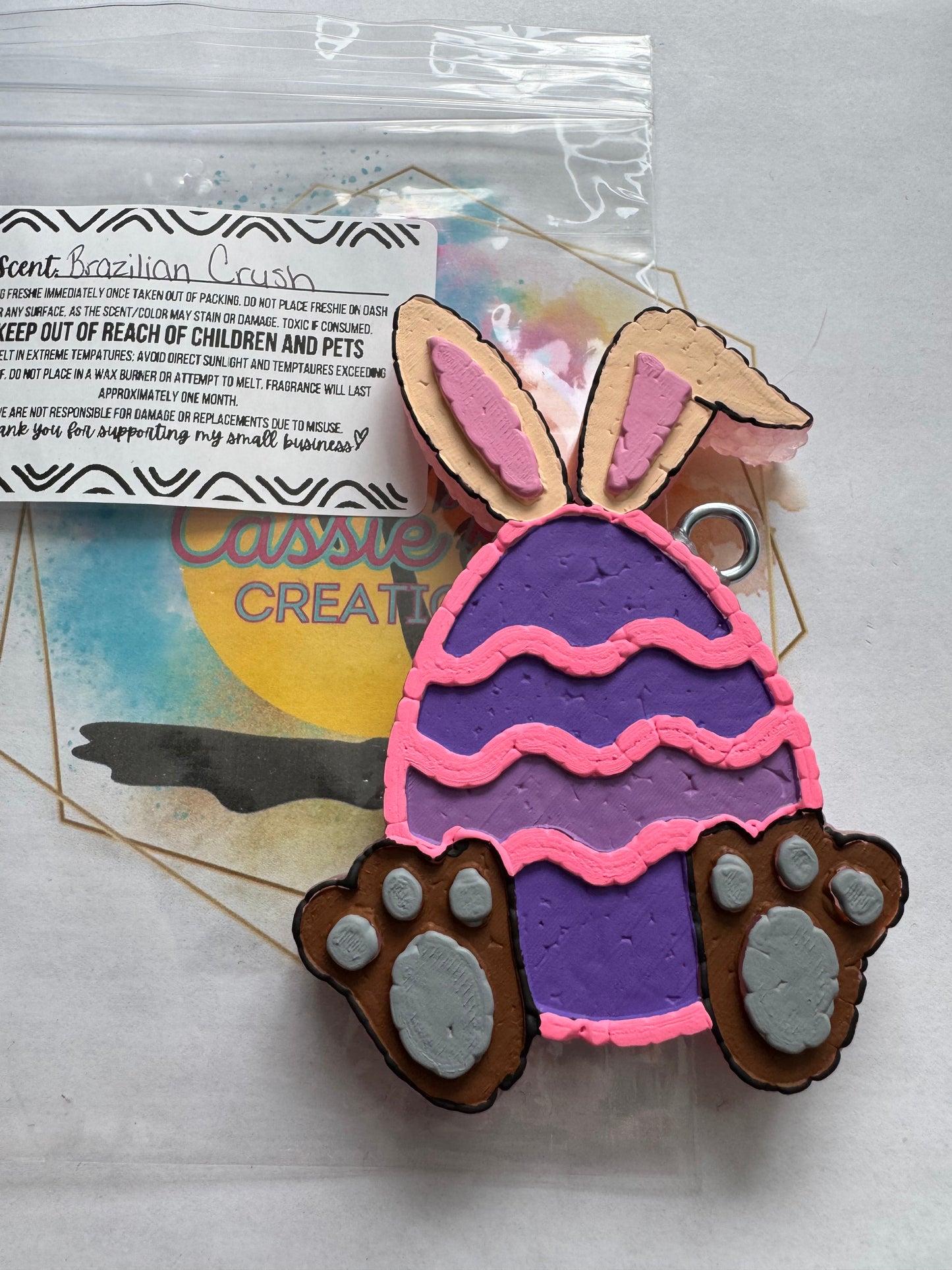 Pink & purple bunny egg car freshie || Brazilian Crush scented