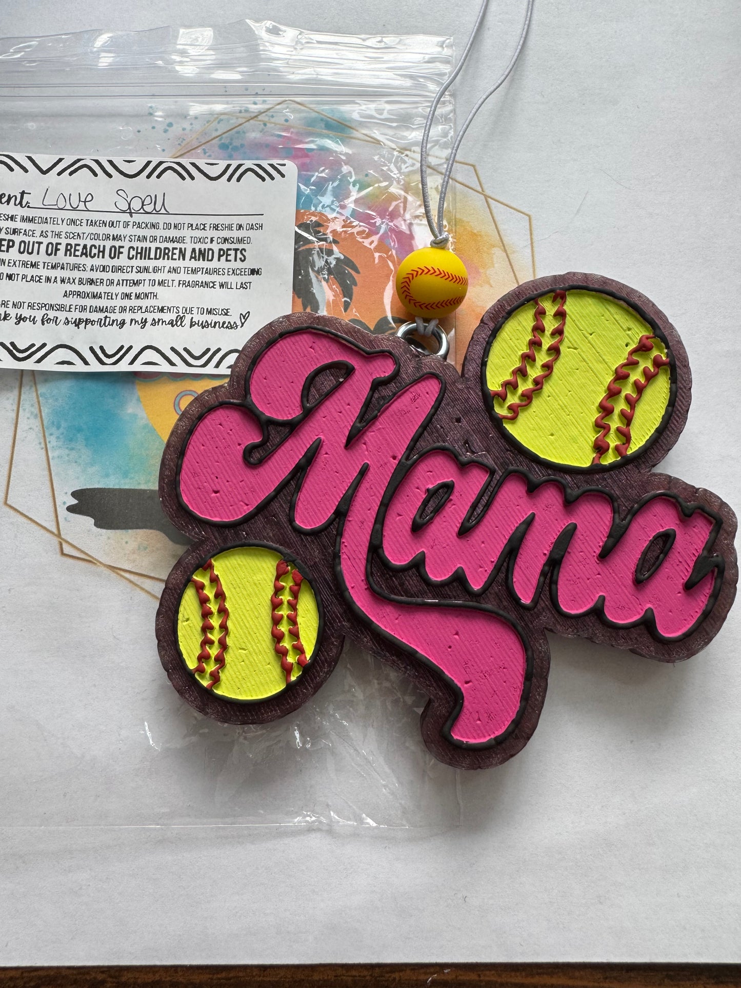 Pink Mama Softball car freshie || Love Spell scented