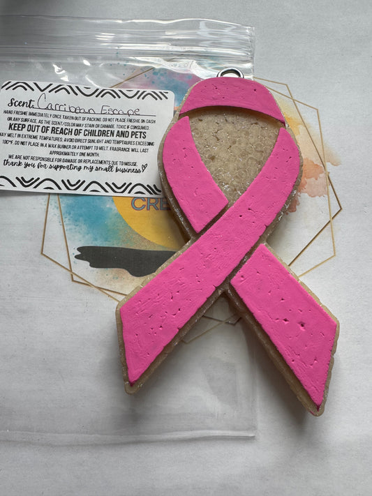 Pink Ribbon car freshie || Caribbean Escape scented