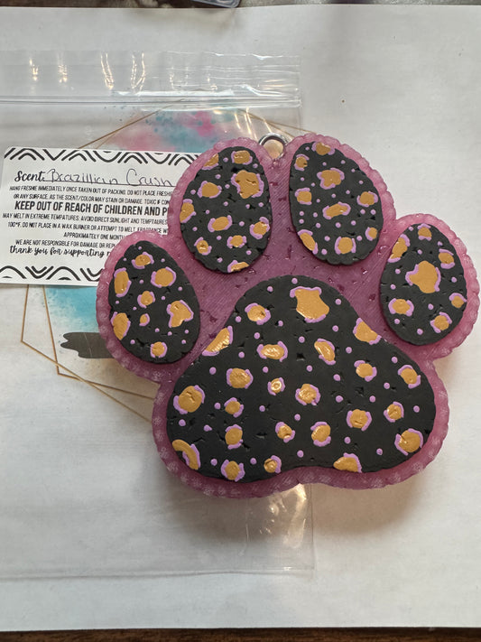 Leopard paw print car freshie|| Brazilian Crush scented