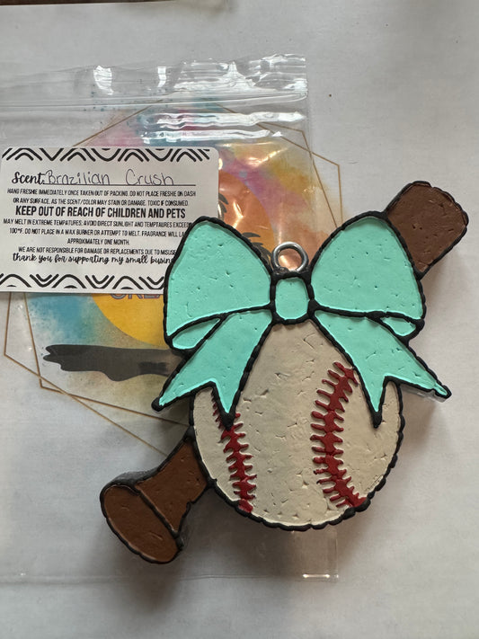 Baseball, bat, w/ teal bow|| Brazilian crush scented