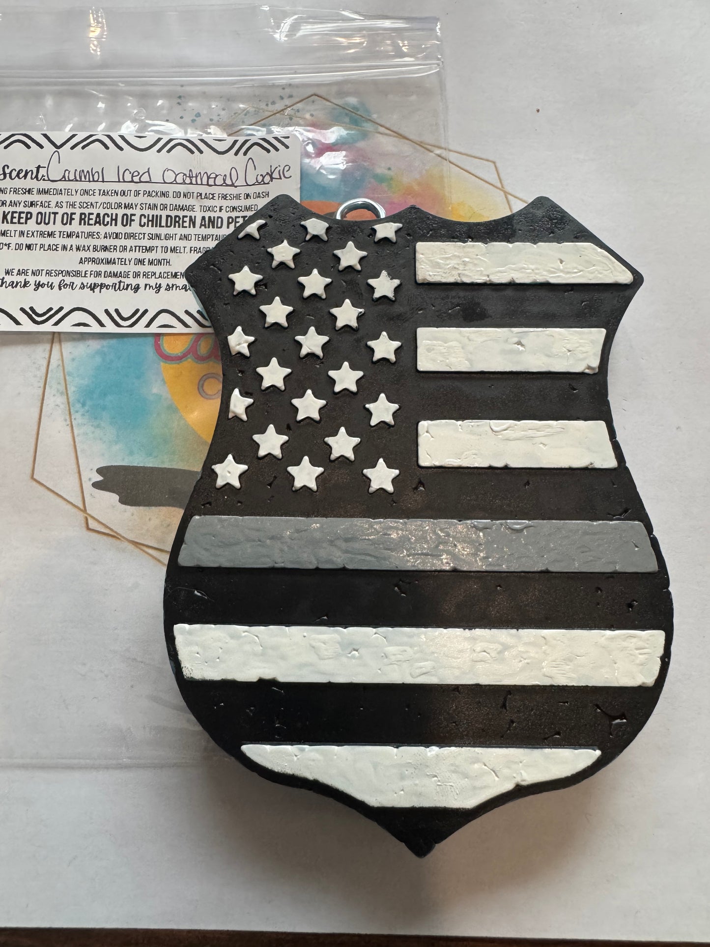 Thin Silver Line car freshie|| Crumbl Iced Oarmeal Cookie scented