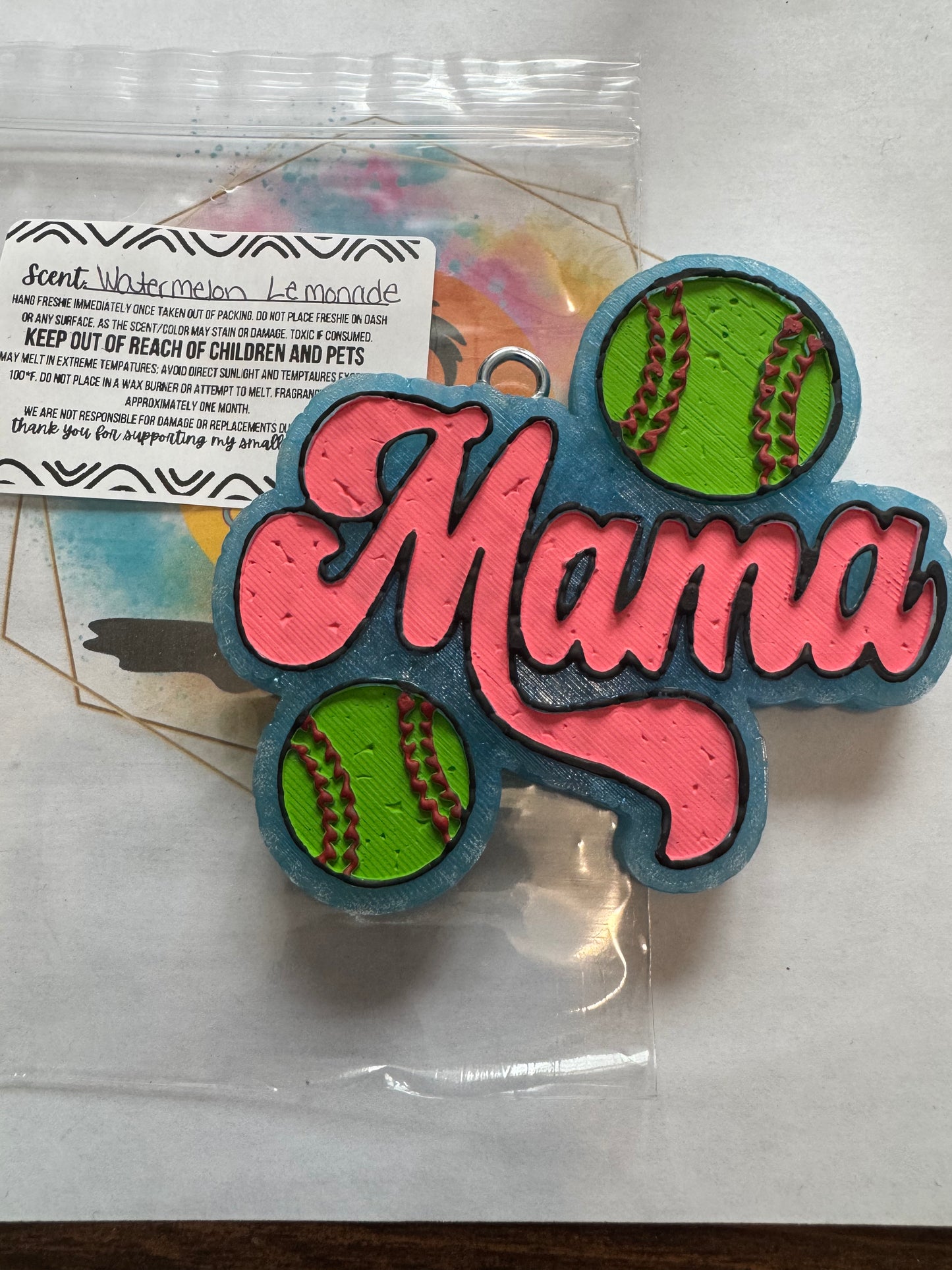 Mama softball car freshie || Watermelon Lemonade scented