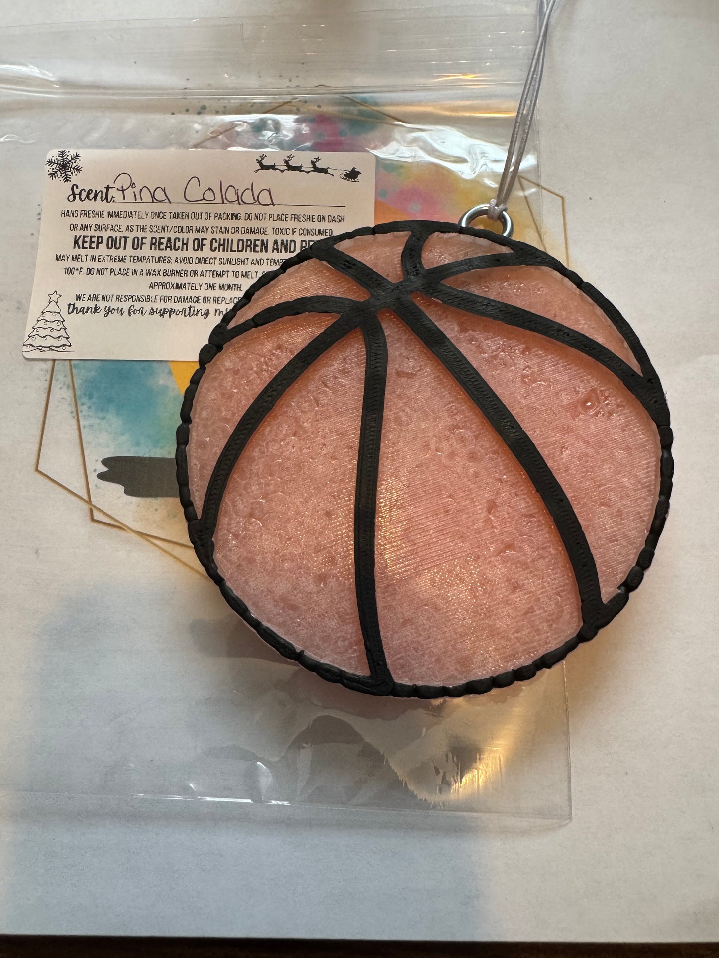 Pink Basketball... Pina Colada scented || Car Freshie