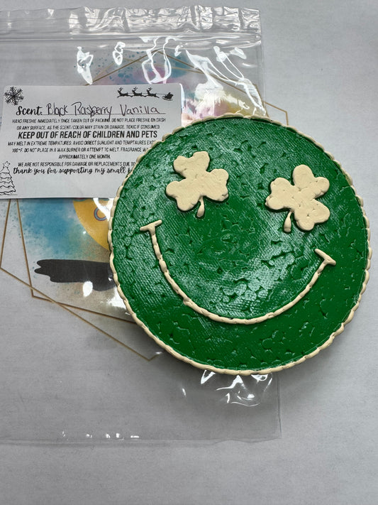 Shamrock smiley... Black Raspberry Vanilla scented || Car Freshie