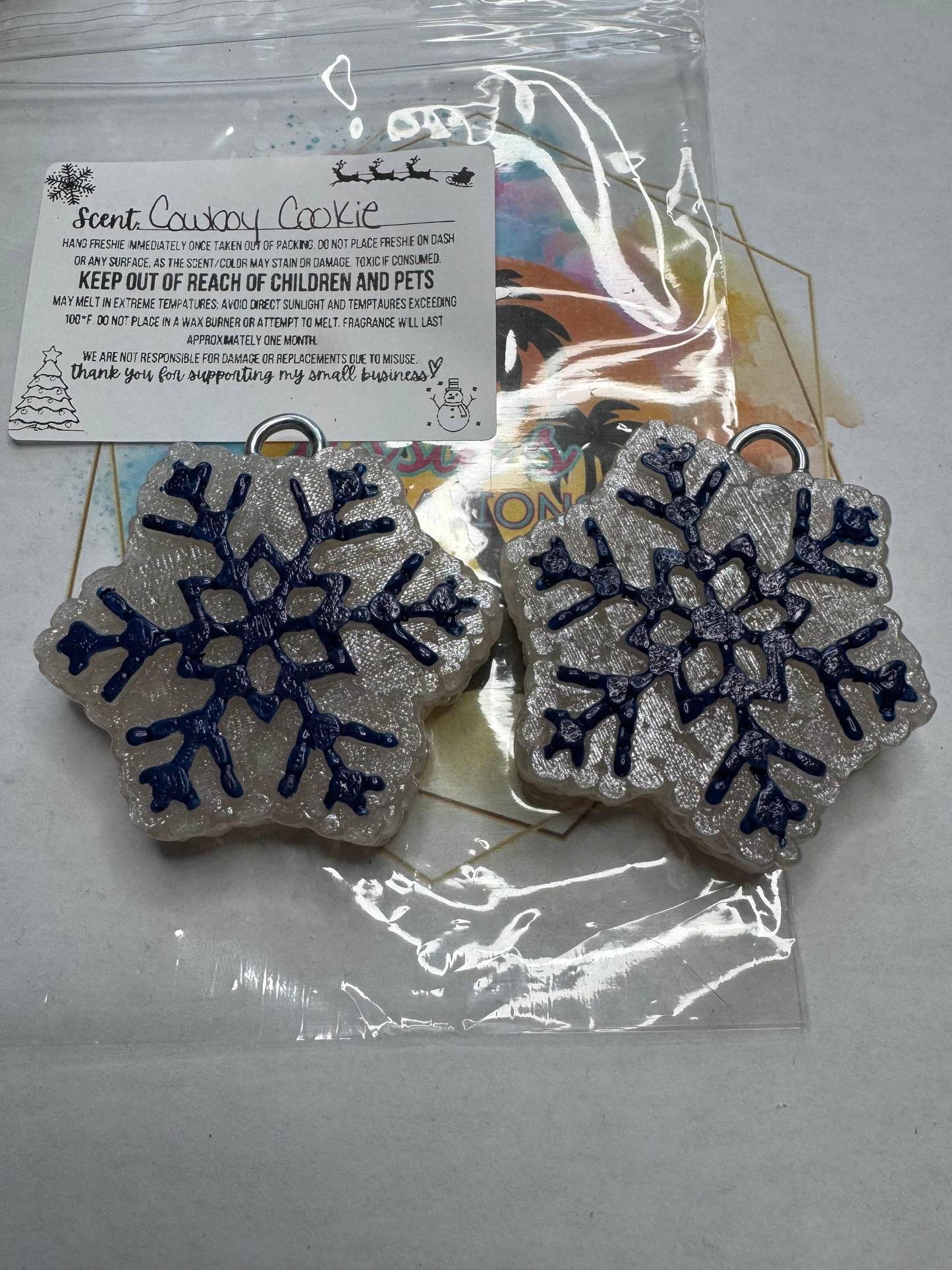 Snowflake Vent clips... Cowboy Cookie scented || Car Freshie